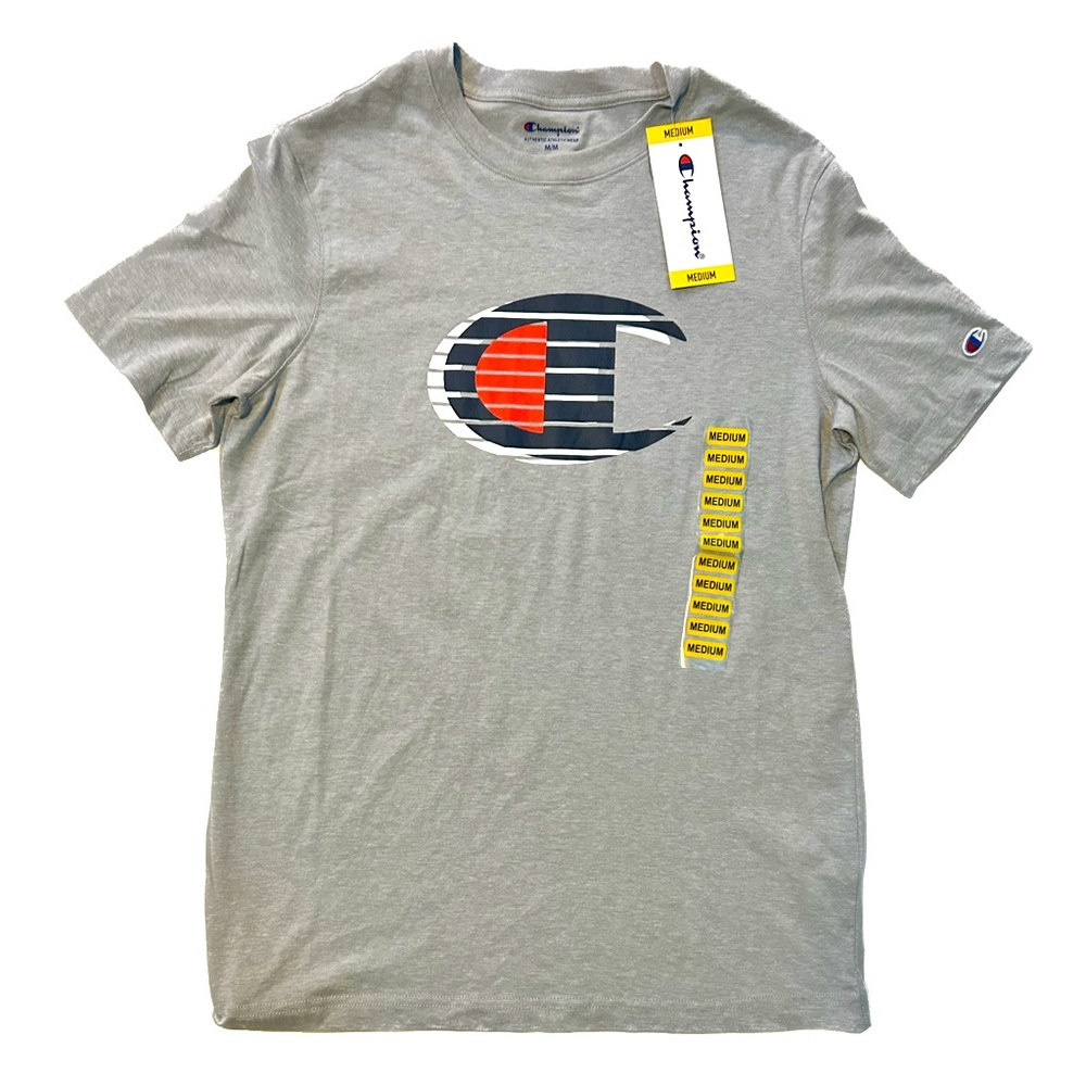 Champion Men's C Logo Graphic Medium Vintage Grey Short-Sleeve T-Shirt